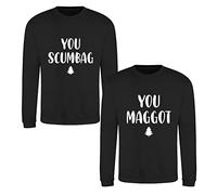 You Scumbag You Maggot Jumper, Funny Christmas Matching His Hers Couple Unisex Kids Adults Top (Black, 12 Years)