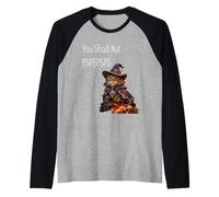 You Shall Not PSPSPSPS, Cute Wizard Costume Cat Raglan Baseball Tee