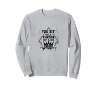 You Sit on a Throne of Lies - Gothic Crown Sweatshirt, Adult Unisex, Heather Grey, XXL