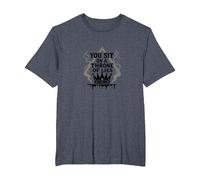 You Sit on a Throne of Lies - Gothic Crown T-Shirt, Men's Big and Tall, Heather Blue, 4X Tall