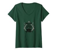 You Sit on a Throne of Lies - Gothic Crown V-Neck T-Shirt, Women, Forest Green, M