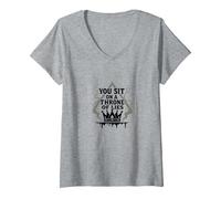 You Sit on a Throne of Lies - Gothic Crown V-Neck T-Shirt, Women, Heather Grey, M