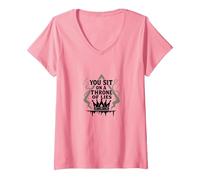 You Sit on a Throne of Lies - Gothic Crown V-Neck T-Shirt, Women, Pink, M