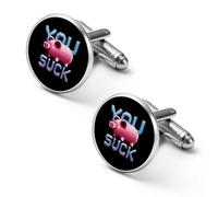 You Suck Round Cufflinks for Men Classic Cuff Links Jewellery for Wedding Business Party