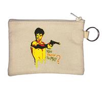 You Talkin to Me Key Chain Coin Purse Beige