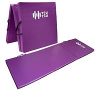 You vs You Gym Mat, Thick Tri-Folding Gym Exercise Pilates Gymnastic, Non-Slip Crash Mat, Yoga Stretching, Sweat Proof & Easy Clean, Fold for Easy Store & Carry, 183cm x 5cm (Purple)