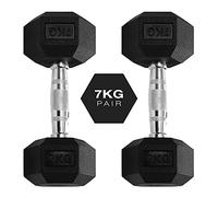 You vs You Hex Dumbbells Weights Pair, 1kg-30kg Rubber Encased Hexagonal Weights for Home Gym, Fitness Workout, Muscle Building & Conditioning, Cast Iron Dumbbell Set for Men & Women