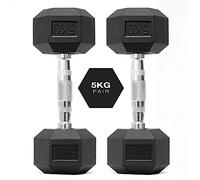 You vs You Hex Dumbbells Weights Pair, 1kg-30kg Rubber Encased Hexagonal Weights for Home Gym, Fitness Workout, Muscle Building & Conditioning, Cast Iron Dumbbell Set for Men & Women