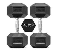 You vs You Hex Dumbbells Weights Pair, 1kg-30kg Rubber Encased Hexagonal Weights for Home Gym, Fitness Workout, Muscle Building & Conditioning, Cast Iron Dumbbell Set for Men & Women