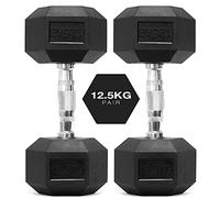 You vs You Hex Dumbbells Weights Pair, 1kg-30kg Rubber Encased Hexagonal Weights for Home Gym, Fitness Workout, Muscle Building & Conditioning, Cast Iron Dumbbell Set for Men & Women