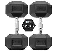 You vs You Hex Dumbbells Weights Pair for Home Exercise | 22.5kg Set of 2 Hexagonal Weight Rubber Encased for Home Fitness Gym Workouts Training Muscle Building & Conditioning | Unisex | Strength Fit