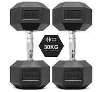 You vs You Hex Dumbbells Weights Pair for Home Exercise | 30kg Set of 2 Hexagonal Weight Rubber Encased for Home Fitness Gym Workouts Training Muscle Building & Conditioning | Unisex | Strength Fit