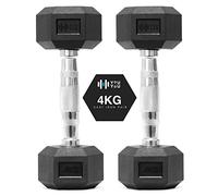 You vs You Hex Dumbbells Weights Pair for Home Exercise | 4kg Set of 2 Hexagonal Weight Rubber Encased for Home Fitness Gym Workouts Training Muscle Building & Conditioning | Unisex | Strength Fitness