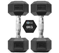 You vs You Hex Dumbbells Weights Pair for Home Exercise | 6kg Set of 2 Hexagonal Weight Rubber Encased for Home Fitness Gym Workouts Training Muscle Building & Conditioning | Unisex | Strength Fitness