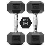 You vs You Hex Dumbbells Weights Pair for Home Exercise | 9kg Set of 2 Hexagonal Weight Rubber Encased for Home Fitness Gym Workouts Training Muscle Building & Conditioning | Unisex | Strength Fitness