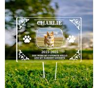 You Were My Favorite Hello And My Hardest Goodbye Personalized Acrylic Cemetery Memorial Decorations With Pet's Photo Customized Yard Sign To Loss Of Pets Personalized Outdoors Yard Sympathy Decor