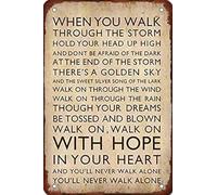You Will Never Walk Alone Vintage Metal Aluminum Tin Sign Door Signs Exterior Home Cave Garage bar Country Poster Club Wall Plaque Decoration Retro Aluminum Sign 6"x8"