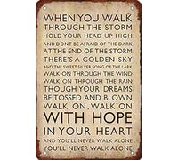 You Will Never Walk Alone Vintage Metal Tin Sign Retro Poster Metal Signs For Home Bathroom Kitchen Garden Man Cave Decor Garage Yard Sign Coffee Wall Decor Gift For Women 8x12 Inch Plaque Tin Sign