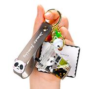 YOU WIZV Cute Keychain, Kawaii Backpack Liquid Floating Anime Bunny Keychain for Girls, Women, Daughters, Sister, Black Panda, 2.16*1.57*1.57
