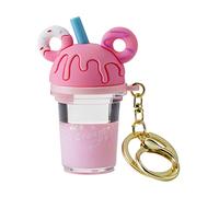 YOU WIZV Donut Keychain, Boba Tea Kawaii Cute Accessories for Backpacks, Comfort Liquid Keychain for Girls, Women, Daughters, Pink, 3.14*2.16*1.57