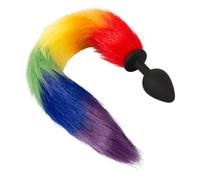 You2Toys Fluffy Tail Anal Plug Rainbow/Black 42 cm