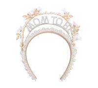 YOUAME Pearl Embellished Baby Shower Mom to be Headband - Handmade Mummy To Be Headpiece, Baby Shower Mother Head Accessory Pearl Head Tiara