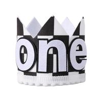 YOUAME Race Car One Birthday Crown - Race Car 1st Birthday Party Decorations,Boy Fast One Birthday Hat Outfit,Black And White Plaid Party Crown,Racing First Photo Prop Decor, Toddler