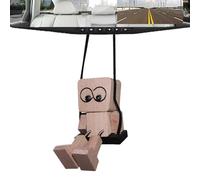 Youany Car Mirror Swinging Ornament, Funny Wooden Leg Shaking Men Figurine, Automotive Rearview Mirror Decoration, for Vehicles Trucks RVs Minivans Pickups