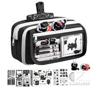 Youany Cat Pencil Case | Black Cat Stationery Multi-Layer Pencil Case - Large Capacity Pen Pouch Kit | for Kids Girls Students Office Home Bookroom School Classroom Study Birthday Favor