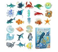 Youany Christmas Calendar Countdown,2D Acrylic Ornament Sea Themed - 24 Days Christmas Countdown Ornament | for Holiday Seasonal Halloween Thanksgiving Easter Kids Teens Adults