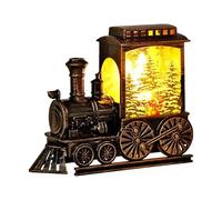 Youany Christmas Train Lantern, LED Christmas Train, Light Up Christmas Lantern, Resin Christmas Snow Globe Lantern Train, for Christmas Home Decoration