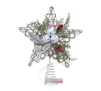 Youany Christmas Tree Topper,Glittered Christmas Decoration | Vintage Lighted Tree Topper with Bell for Window, Display, Table, Showcase, Holiday, Home, Party, Vacation