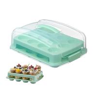 Youany Cupcake Transport Container | 24 Cupcake Containers Muffin Holder Carrier - 2-Tier Food Storage Organizer Box for Muffin Cookie Cake Wedding Birthday Party Christmas Home Shop Dessert