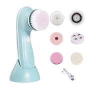 Youany Face Brush - Face Wash Brush Electric with 6 Replacement Heads | Rechargeable Skin Care Cleaning Wash System for Body Forehead Chin Nose Cheeks
