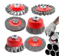 Youany Grinder Wire Wheel Brush - 6-pieces Knotted Wire Wheel Brush,M14 Angle Grinder Polishing Attachment for Metalworking Weld Cleaning Rust Removal Woodworking Industrial Maintenance