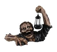 Youany Halloween Zombie Statue With Lantern, Resin Zombie Garden Statues Horror Movie Garden Gnomes Statue, Zombie Lantern Statue, Halloween Zombie Decor