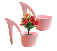 Youany High Heel Shoe Shaped Plant Pot, 2 Unique Shaped Planter, Small Succulent Pots Cactus Plant Pots, Decorative Lady Shoe Shape Floral Pots, Succulent Pots For Living Room, Yard