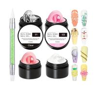 Youany Molding Gel for Nails,Manicure Gel 4 Colors - 3D Extension Nail Molding Glue for Rhinestone Stamping French Tips Foil Toe Charm Flower Home Manicure Pedicure