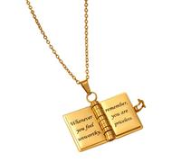 Youany My Little Star Book Necklace, For Daughter, Openable Adjustable Books Necklaces, Neck Charm Jewelry Titanium Steel For Women Daughters Teachers Graduation Birthday