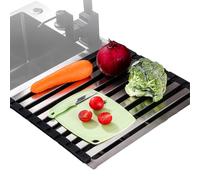 Youany Roll Up Dish Drainers Mat, Roll Up Dish Drying Rack Stainless Steel, Dishs Drying Rack Over The Sink, With Anti-Slip Silicone For Draining Dish, Glass, Vegetables, Fruits, Large