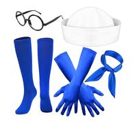 Youany Sailor Costume,Halloween Nautical Sailor Cosplay Accessories - Classy Scarf Hat Stockings Gloves Eyeglass Frame for Nautical Marine Yacht Sailing Party Birthday Christmas Cosplay