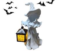 Youany Witch Figurine - Spooky Witch Halloween Statue with Light,Home Decor Table Centerpieces for Holiday Party Outdoor Living Room Bedroom Shelf Fireplace