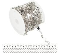 YOUBEIYEE 16.4 Feet/ 5 Meters Brass Chains for Jewelry Making Star Moon Shaped Link Chain Bulk Roll DIY Necklace Bracelet Jewelry Supplies Silver Plated 50pcs Open Jump Rings 20pcs Lobster Claws