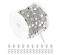 YOUBEIYEE Silver Star Necklace for Women Jewelry DIY Chains Bulk with Open Jump Rings and Lobster Clasps, Cable Link Chain Jewelry Making Supplies