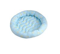 YOUCAI Lightweight ice silk Cool Sweet Print Round Nest Mat padded Bed Indoor Outdoor Use Breathable Pet Cooling Pad Sleeping Cushion for Home Travel Blue