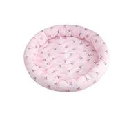 YOUCAI Lightweight ice silk Cool Sweet Print Round Nest Mat padded Bed Indoor Outdoor Use Breathable Pet Cooling Pad Sleeping Cushion for Home Travel Pink