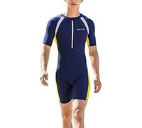 YOUCAI Men/Women One-Piece Short Sleeve Front Zip Athletic Training Swimsuit Quick-Drying Surfsuit Swimwear Bodysuits Shorty Wetsuit Bathing Swimming Costume Man 3XL