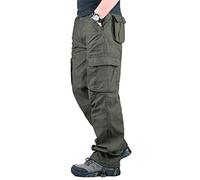 YOUCAI Mens Cargo Trousers Cotton Work Pants Multi Pockets Tactical Pants Outdoor Camping Jogging Hiking Trouser Loose Fit Combat Pants,6 Pockets Army Green,34