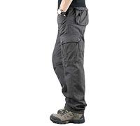 YOUCAI Mens Cargo Trousers Cotton Work Pants Multi Pockets Tactical Pants Outdoor Camping Jogging Hiking Trouser Loose Fit Combat Pants,6 Pockets Dark Grey,44