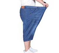 YOUCAI Men's Large Loose Work Denim Short Casual Stretch Plus Size Baggy Cropped Jean Shorts Capri Long Short Pants,Blue2,48